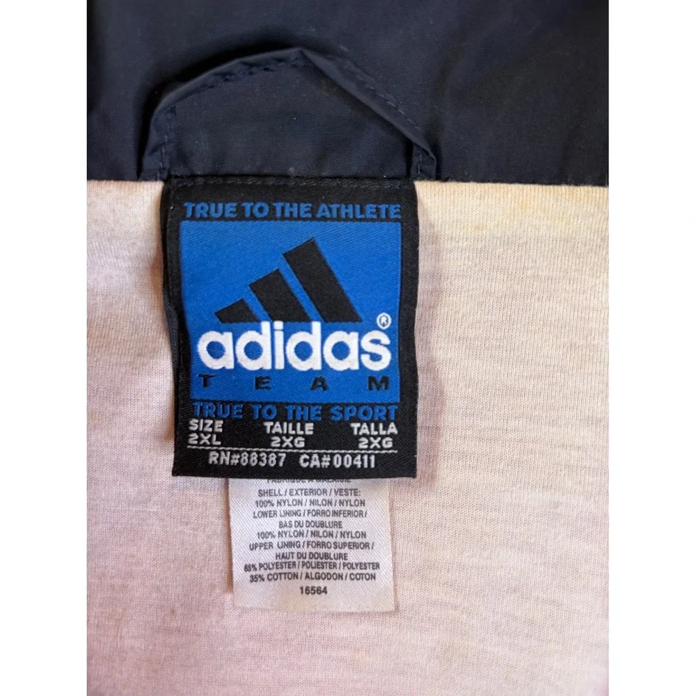 Vtg adidas Track Jacket Mens 2XL Red Colorblock Full Zip Embroidered